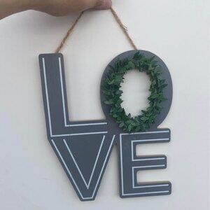 Love Sign Wall Decor 8x10 Gray White Wreath Accent Farmhouse Style